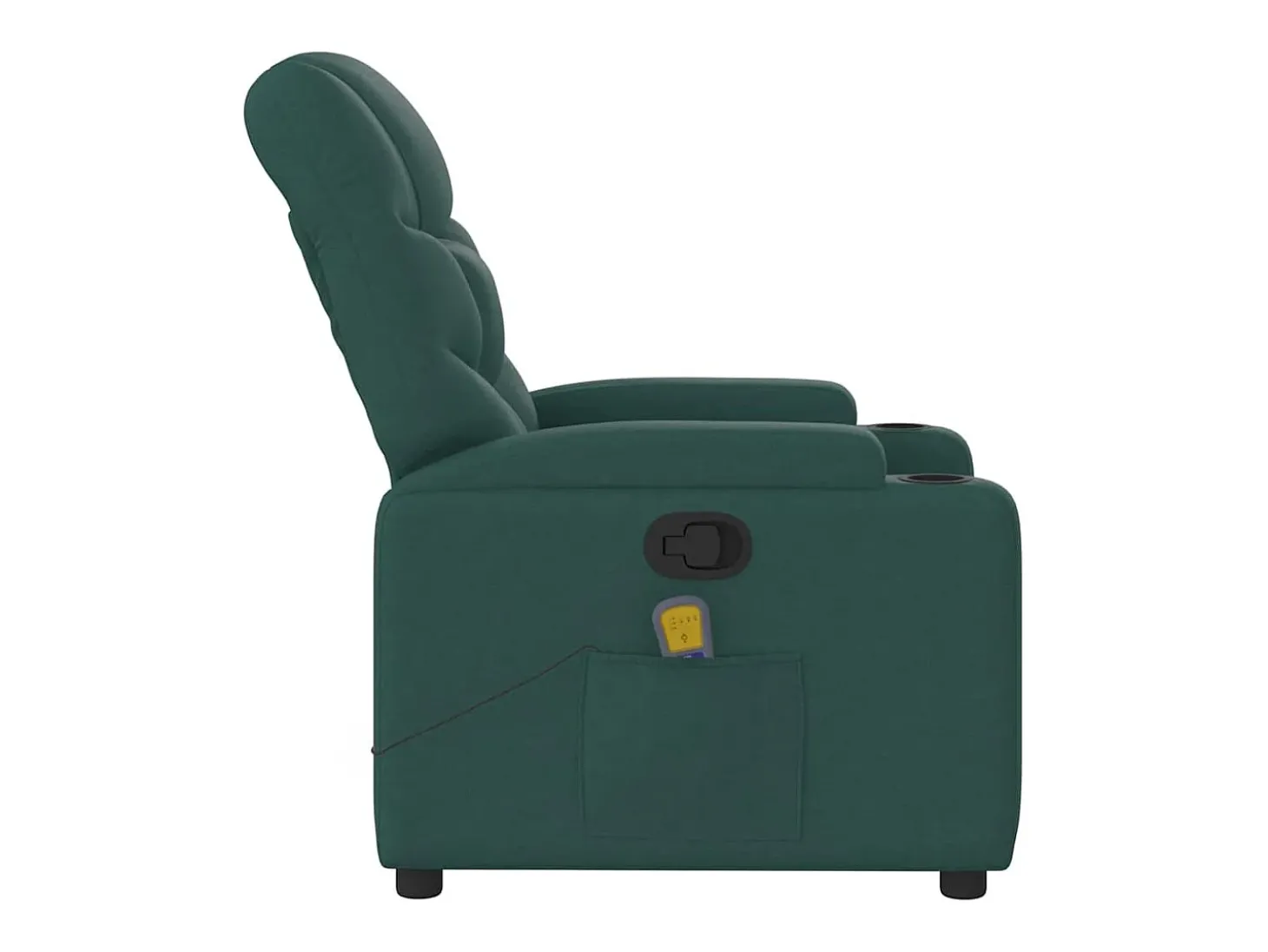 Poltrona de massagens reclinável tecido verde-escuro