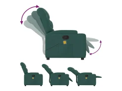 Poltrona de massagens reclinável tecido verde-escuro