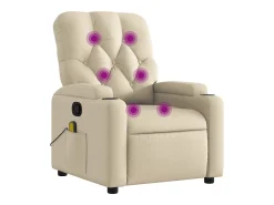 Poltrona de massagens reclinável tecido cor creme