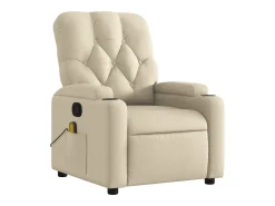 Poltrona de massagens reclinável tecido cor creme
