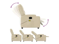 Poltrona de massagens reclinável tecido cor creme