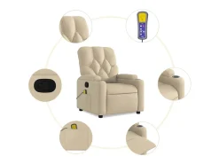 Poltrona de massagens reclinável tecido cor creme