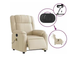 Poltrona de massagens reclinável elétrica tecido creme
