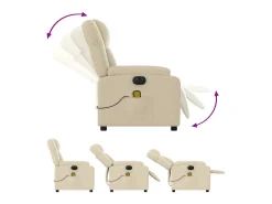 Poltrona de massagens reclinável elétrica tecido creme