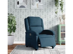 Poltrona de massagens reclinável veludo azul