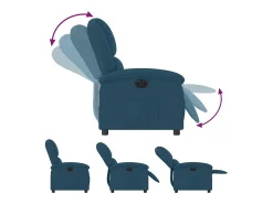Poltrona de massagens reclinável veludo azul