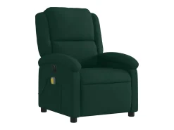 Poltrona de massagens reclinável elétrica veludo verde-escuro