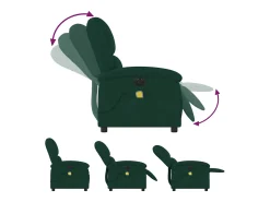 Poltrona de massagens reclinável elétrica veludo verde-escuro