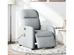 Poltrona de massagens reclinável elétrica tecido cinzento-claro