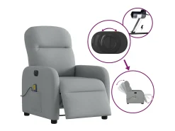 Poltrona de massagens reclinável elétrica tecido cinzento-claro