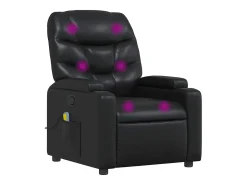 Poltrona de massagens reclinável couro artificial preto