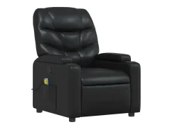 Poltrona de massagens reclinável couro artificial preto