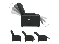 Poltrona de massagens reclinável couro artificial preto