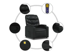 Poltrona de massagens reclinável couro artificial preto