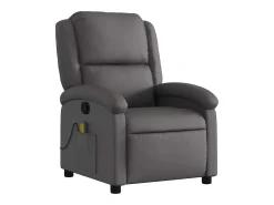 Poltrona de massagens reclinável couro genuíno cinzento