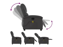 Poltrona de massagens reclinável couro genuíno cinzento