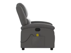 Poltrona de massagens reclinável couro genuíno cinzento