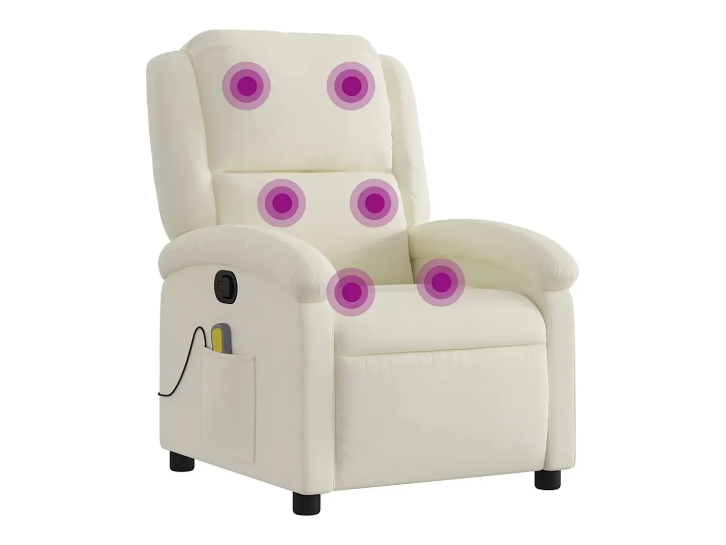 Poltrona de massagens reclinável veludo cor creme