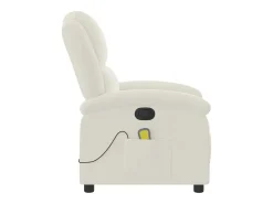 Poltrona de massagens reclinável veludo cor creme