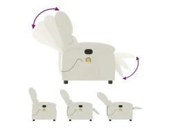 Poltrona de massagens reclinável veludo cor creme