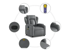 Poltrona de massagens reclinável couro artificial cinzento