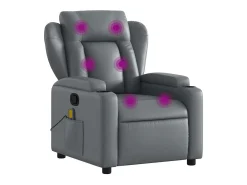Poltrona de massagens reclinável couro artificial cinzento
