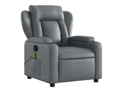 Poltrona de massagens reclinável couro artificial cinzento