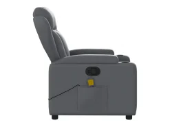 Poltrona de massagens reclinável couro artificial cinzento