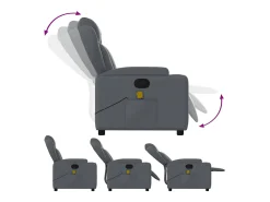 Poltrona de massagens reclinável couro artificial cinzento