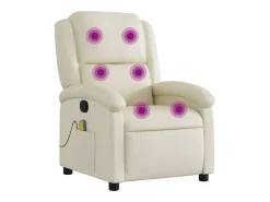 Poltrona de massagens reclinável couro artificial cor creme