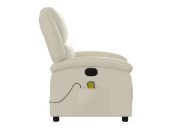 Poltrona de massagens reclinável couro artificial cor creme