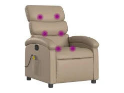 Poltrona de massagens reclinável couro artificial cappuccino