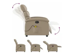 Poltrona de massagens reclinável couro artificial cappuccino