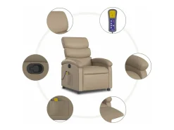Poltrona de massagens reclinável couro artificial cappuccino