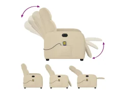 Poltrona de massagens reclinável elétrica tecido creme