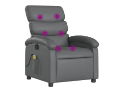 Poltrona de massagens reclinável couro artificial cinzento