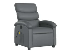 Poltrona de massagens reclinável couro artificial cinzento