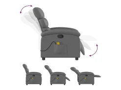 Poltrona de massagens reclinável couro artificial cinzento