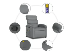 Poltrona de massagens reclinável couro artificial cinzento