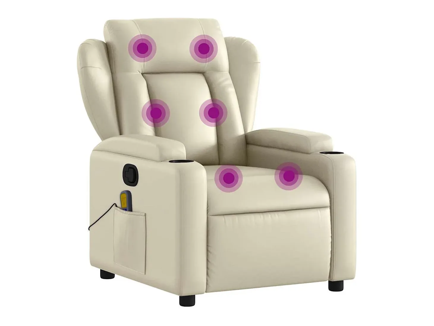 Poltrona de massagens reclinável couro artificial cor creme