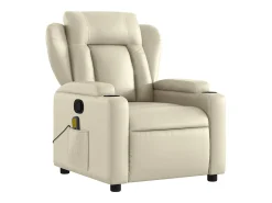 Poltrona de massagens reclinável couro artificial cor creme