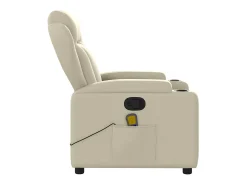 Poltrona de massagens reclinável couro artificial cor creme