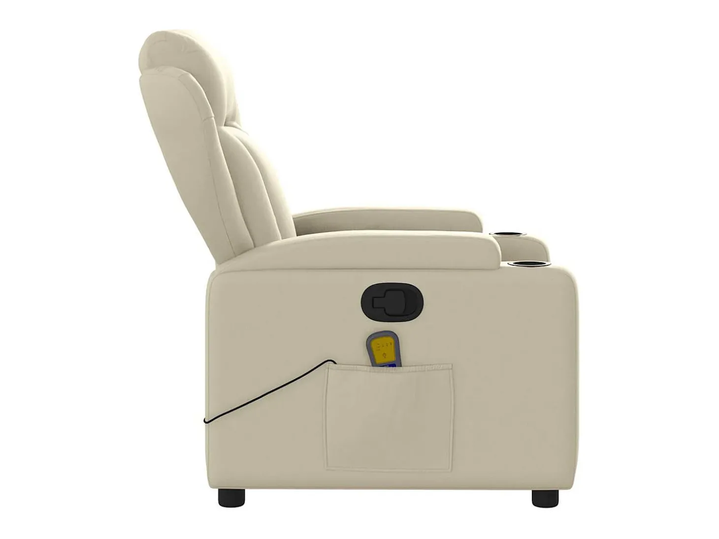 Poltrona de massagens reclinável couro artificial cor creme