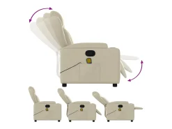 Poltrona de massagens reclinável couro artificial cor creme