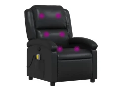 Poltrona de massagens reclinável couro artificial preto