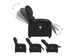 Poltrona de massagens reclinável couro artificial preto