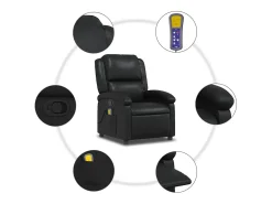 Poltrona de massagens reclinável couro artificial preto