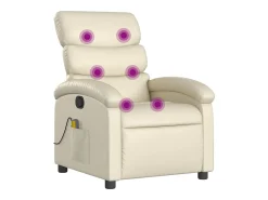 Poltrona de massagens reclinável couro artificial cor creme