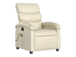 Poltrona de massagens reclinável couro artificial cor creme