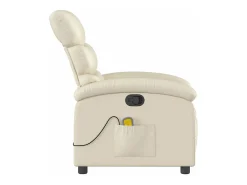 Poltrona de massagens reclinável couro artificial cor creme